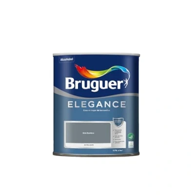 Imagen de BRUGUER Elegance Pintura Monocapa Extra Mate para Paredes y Techos, Interior Exterior protegidos, Ultra Lavable, Resistente al Desgaste Manchas, Con conservante Antimoho, Gris Sombra 750 ml