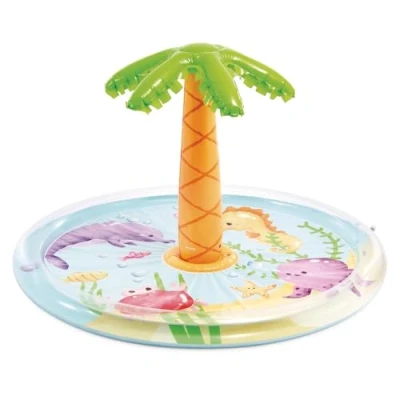Imagen de Intex Piscina Infantil Hinchable Spray Palmera, Ø173 x 104 cm, con rociador de Agua, Conexión a Manguera, Capacidad 166 L, Diseño Tropical, Vinilo Resistente, para niños +2 años (56433)
