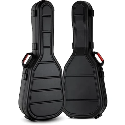 Imagen de Shaman KGPC 5122BK Estuche para guitarra clásica Robusto funda rígido acolchado guitarras clasicas de polipropileno resistente Con 6 cierres presión compartimento accesorios Negro