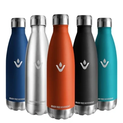 Imagen de Vikaster Botella agua, 500ml agua acero inoxidable, Mantener 12H Caliente/24 Frío, Termo Sin BPA, termica Niños, Adultos, Deporte, Oficina, Exteriores