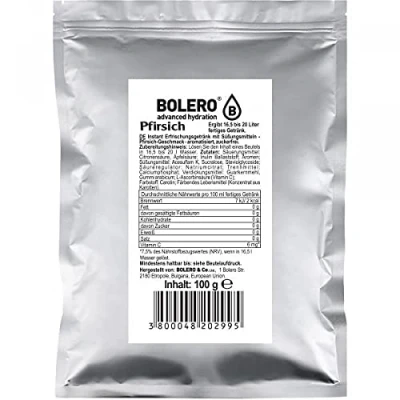 Imagen de Bolero Bebidas 100 g bolsa suficiente para 20 litros de bebida sin azúcar calorías aspartamo (Melocotón)