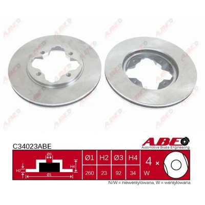 Imagen de ABE C34023ABE Disco de freno Eje delantero 259 23 4 ventilado HONDA: CIVIC 6 Hatchback, Fastback, Stufenheck
