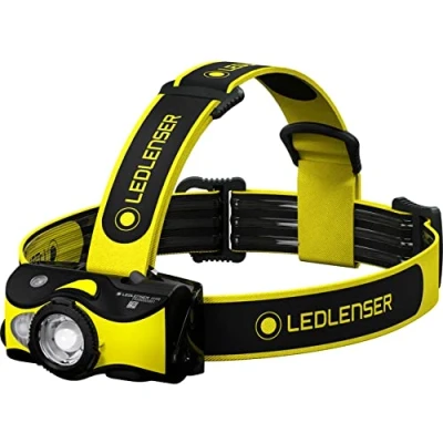 Imagen de Ledlenser Linterna frontal LED profesional iH9R, recargable con batería, incl. fijación para el casco, 600 lúmenes, enfocable, luz roja, funcionamiento posible 2 pilas AA, bloqueo de transporte
