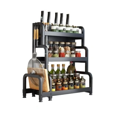Imagen de MAGIC SELECT Organizador de Especias. Especiero para la Cocina 3 Niveles. Estante Condimentos, Almacenamiento Botes, Hierbas y Vajilla Despensa. Acero al Carbono.