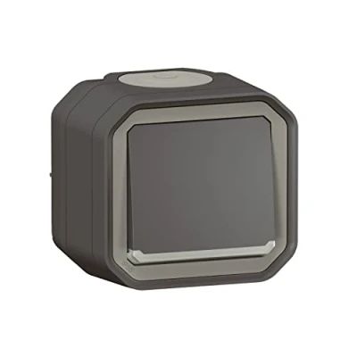 Imagen de Legrand Interruptor o conmutador luminoso impermeable Plexo 10A viene completo con indicador para montaje en aparente antracita