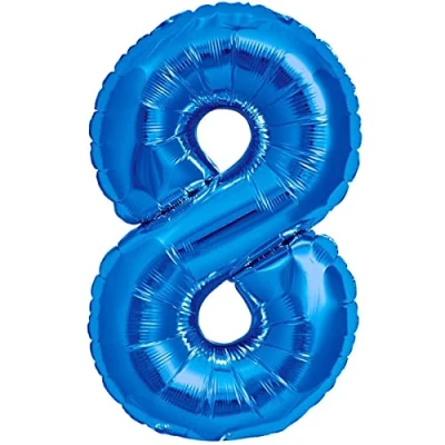 Imagen de Globo 8 Cumpleaños Número Azul Gigante, XXL 100 cm. Decoración para Niño. Aire o Helio.