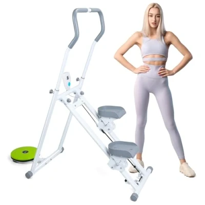 Imagen de gibxiyza Escalera escaladora vertical para gimnasio en casa, máquina de entrenamiento cuerpo completo equipo ejercicio cardiovascular con manillar ajustable, color blanco