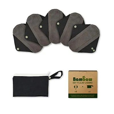 Imagen de Compresas Reutilizables Ecológicas Set de Lavables Para Mujeres Pack Salvaslip Reutilizable Todo Tipo Flujos 5 Tela Productos Ecológicos Bambaw
