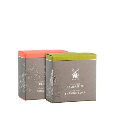 Imagen de MÜHLE Jabón de afeitar Duo para todos los tipos piel suave, afrutado, vegano 2 x 65 g aloe vera y menta pomelo