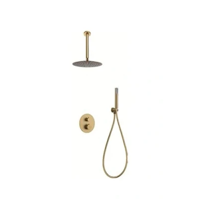 Imagen de Conjunto de ducha termostática empotrado techo oro cepillado Top Imex GTQ038/OC