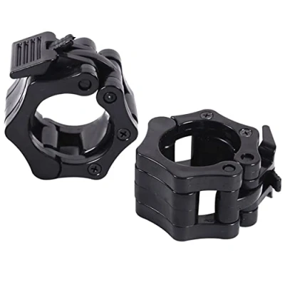 Imagen de Abrazaderas de Barra olímpico Bloqueo Giro Collares con Pesas Clips Levantamiento Bar Cerrar Llave Hebilla 1 par 50 mm (Negro)