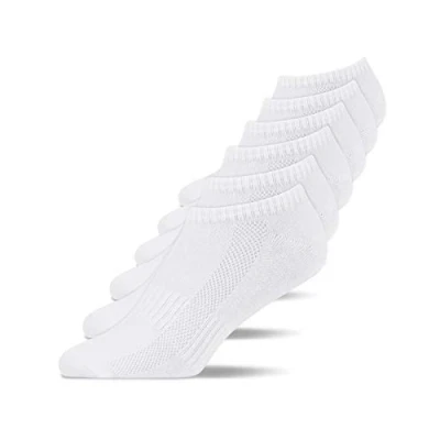 Imagen de Snocks 6 Pares de Calcetines Cortos Tobilleros Hombre y Mujer Algodón Orgánico Transpirable Deporte Antideslizantes Blanco 43 46