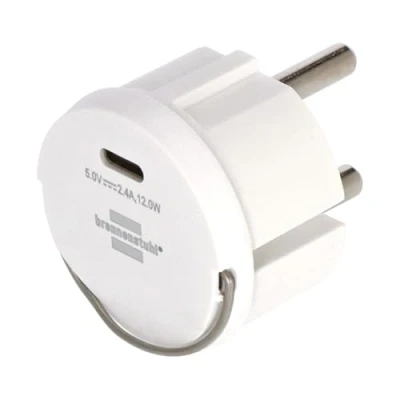 Imagen de Brennenstuhl Adaptador de enchufe USB C (Cargador para enchufar en un nido enchufes, 2,4A, compatible con enchufes IP44 y enrollacables Brennenstuhl, diseño plano)