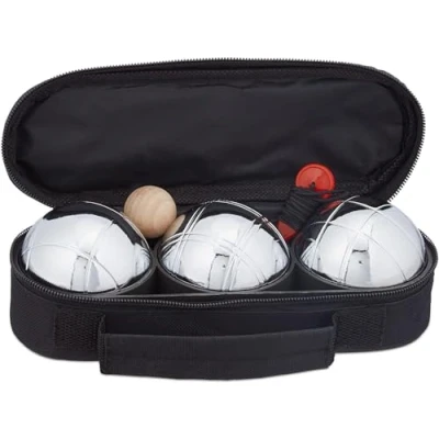 Imagen de SPORTSIDE Bolsa para 3 Bolas de Petanca Juego Habilidad y Aire Libre Triplete 040021 Metal Acero 22 cm Artículo Deportivo