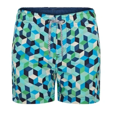Imagen de RIPT Performance Niño Essentials Pantalones Cortos de baño Secado rápido con protección Solar UV 50, Estampado Geométrico Azul, 7 8 Años