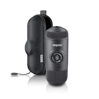 Imagen de WACACO Nanopresso máquina de café espresso portátil con protectora S Case adjunto, actualización la Minipresso, Cafetera viaje, Operado manualmente (Negro)