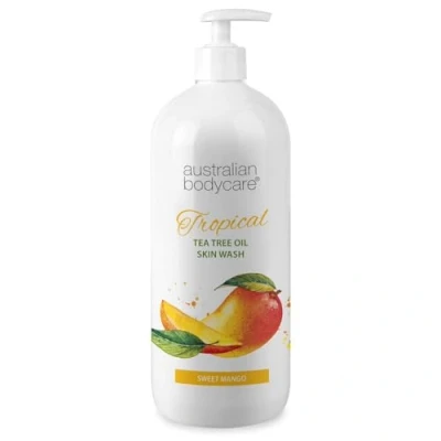Imagen de Jabón de Piel Profesional 1000 ml Aceite árbol té + Gel mango dulce tropical Baño Para el cuerpo Tiene un efecto suavizante pieles impuras, espinillas o antes del afeitado