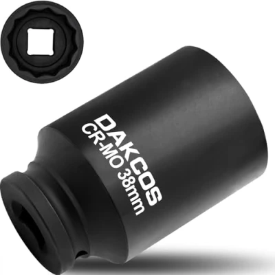 Imagen de DAKCOS 1/2&quot; Llave de Impacto Vaso Largo 38mm Multidiente 12 caras, Cr Mo, 78mm longitud