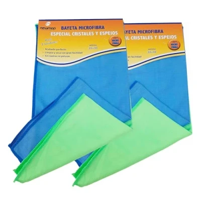 Imagen de Clim Profesional. Pack 4 bayetas de Microfibra Especial para Limpieza Cristales y Espejos Tamaño Extra Grande 38x40cm