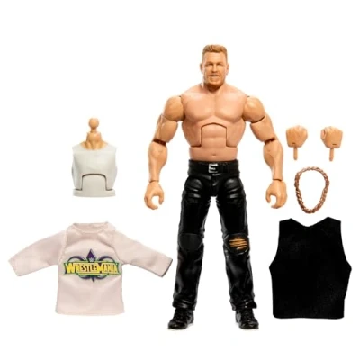 Imagen de Mattel WWE Colección Elite Luchador Pat McAfee Figura de acción con sudadera blanca y accesorios, juguete +8 años, HVJ10