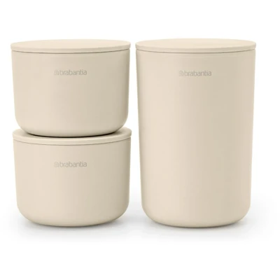Imagen de Brabantia ReNew Botes organizadores Juego de 3 Organizar para Objetos Pequeños Diseño Apilable Resistente a la Corrosión Fácil Limpiar Accesorio Baño Soft Beige 15,2 x 7,6 cm