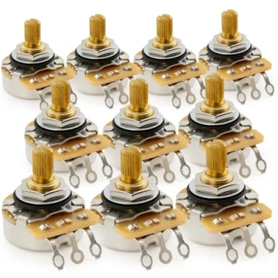 Imagen de CTS 450G Tono Vintage A250K Potenciómetros Latón Corto Split Shaft 1/4 Pulgada 10% Audio Taper Poti para Guitarra Eléctrica Bajo(Set de 10)
