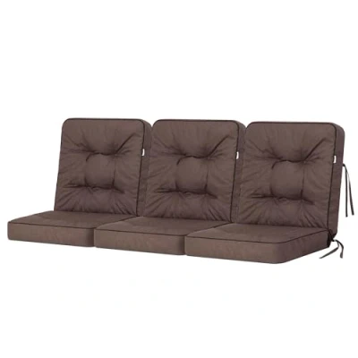 Imagen de Bjird Cojín para Banco de jardín, terraza o balcón con Respaldo 150 cm (3x50) Impermeable Uso Interior y Exterior Made in EU Marron Oscuro