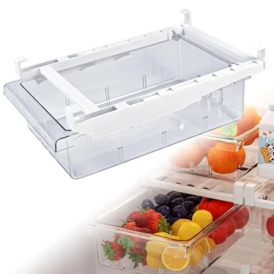 Imagen de CAREDGO Cajon Organizador Nevera Frigorifico Transparente Caja Almacenamiento Cajas Almacenaje Apilables, Ahorra Eapacio
