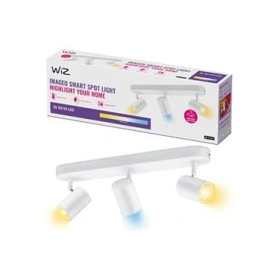 Imagen de WiZ Lámpara inteligente Imageo, 3 Focos LED Inteligentes, Luz Blanca de Cálida a Fría, con tecnología SpaceSense y compatible Alexa Google Home, Color Blanco