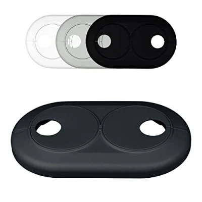 Imagen de Roseta doble para tuberias de calefaccion, distancia variable entre tubos, blanco, gris, negro, embellecedor, cubre tubos radiador, tapa (18mm, gris RAL 7016)