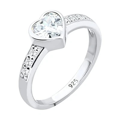 Imagen de Elli Anillos Mujeres Corazón Símbolo Compromiso Matrimonial con Cristales de Zirconia en Plata Ley 925