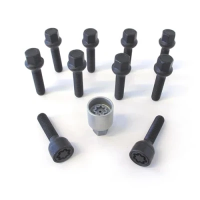 Imagen de H&amp;R Juego de Tornillos Rueda Esféricos R16 M14x1.50 Longitud 43mm Negro 10 Piezas (PE. Compatible con VAG) Incl. Antirrobo