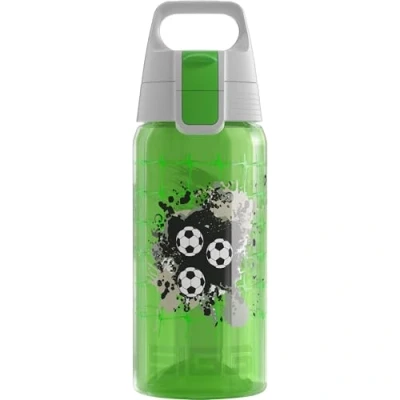 Imagen de SIGG VIVA ONE Football cantimplora infantil (0.5 L), botella para niños sin sustancias nocivas y con tapa hermética, transparente usar una mano