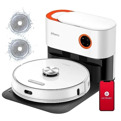 Imagen de Ultenic T10 Pro Robot Aspirador Autovaciado con Esterilización UV, 60 Días Manos Libres, Fregasuelos LiDAR Navegación 4000Pa, 2 Fregona Giratoria, Auto Ajuste Potencia para Alfombra