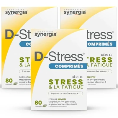 Imagen de D Stress 80 comprimidos Magnesio de gran asimilación, taurina, arginina y vitaminas del grupo B País origen Francia Juego 3