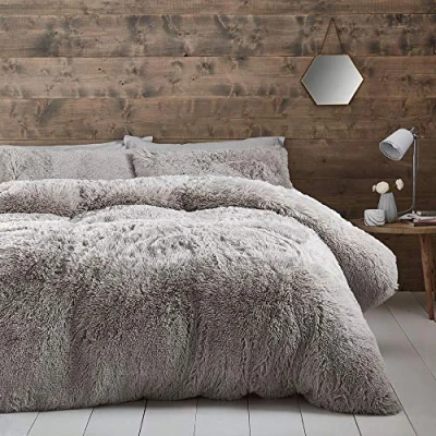 Imagen de Catherine Lansfield: Juego de Funda nórdica, 3 piezas, para Cama Doble, Color Plateado