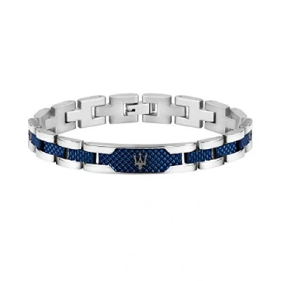 Imagen de Maserati Pulsera para hombre, Colección JEWELS, de Acero, PVD gris, azul JM419ASC02