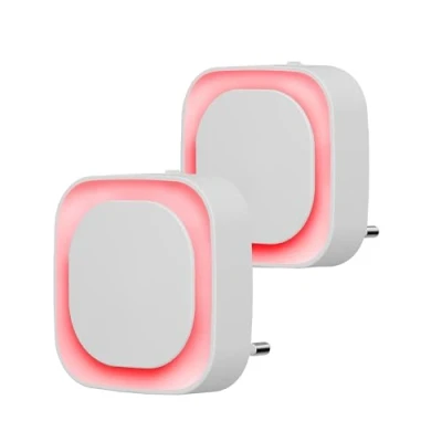 Imagen de YUNLEX Luz Noche con Enchufe 2 Piezas LED Nocturna Infantil Sensor Crepuscular, Brillo de nivel 3, Muy adecuado para habitaciones niños, Escalera, Dormitorio, Cocina, Baño, Rojo