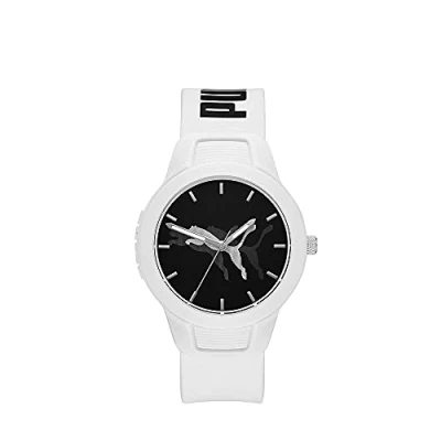 Imagen de Puma Reloj Reset para mujer, movimiento de cuarzo con correa poliuretano, silicona, piel o acero inoxidable, Blanco y negro