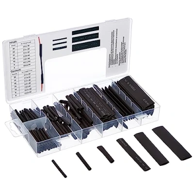 Imagen de BGS Diy 88184 Surtido de fundas termorretráctiles negro 126 piezas