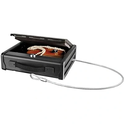 Imagen de MASTER LOCK Caja Fuerte Compacta [con Llaves] Cable] PP1KML Ideal para objetos de valor, dispositivos electrónicos, pequeños, arma corta