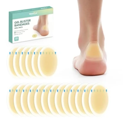 Imagen de Lote de 20 tiritas gel hidrocoloide Welnove para ampollas en los pies almohadilla el talón (pack talón)