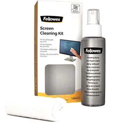 Imagen de Kit de limpieza Fellowes 9930501, Solución 120 ml, Gamuza microfibra
