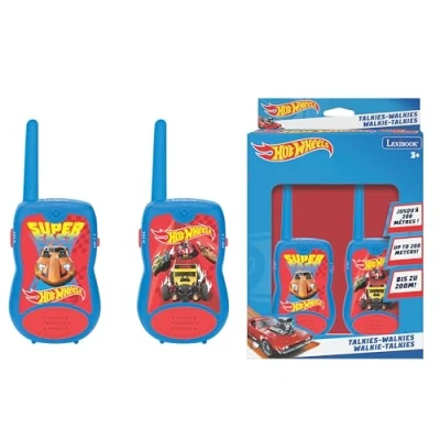 Imagen de Lexibook, Hot Wheels, Walkie talkies 200m, Juego de comunicación para niños, 2 Canales comunicación, Clip cinturón, a Pilas, Rojo/Azul, TW12HW