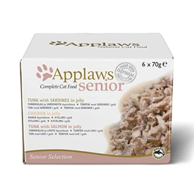 Imagen de Applaws Natural Wet Cat Food for Senior Adult Cats Tuna and Chicken Multipack Selection in Jelly 6 x 70g Tins