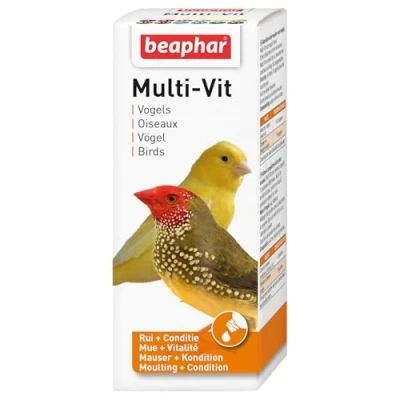 Imagen de Beaphar Multi Vit, vitaminas para pájaros Contiene 11 Garantiza una Salud óptima Estimula el Canto Acelera la muda Hace Que Plumaje Sea Saludable y Brillante 50 ml