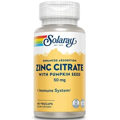 Imagen de Zinc Citrate con semillas de calabaza 60 Vegcaps, Contribuye al Normal Funcionamiento del Sistema Inmunitario, Sin Gluten, Apto para Veganos