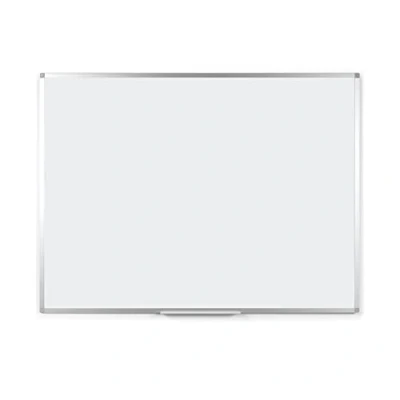 Imagen de BoardsPlus Pizarra blanca magnética, esmaltada, resistente a arañazos, con marco de aluminio y bandeja, 90 x 60 cm