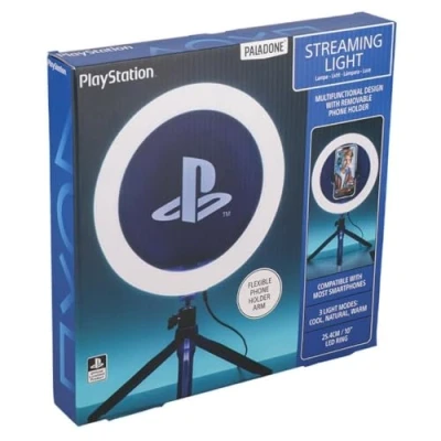 Imagen de Playstation Streaming Light Anillo de luz Ajustable con Licencia Oficial Soporte para teléfono, 3 Modos luz, cálido, Fresco y Neutro, Regalo niños Paladone