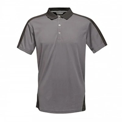 Imagen de Regatta Contrast Quick Wicking Button Neck Polo Shirt T Shirts/Polos/Vests, Hombre, Seal Grey/Black, 4XL